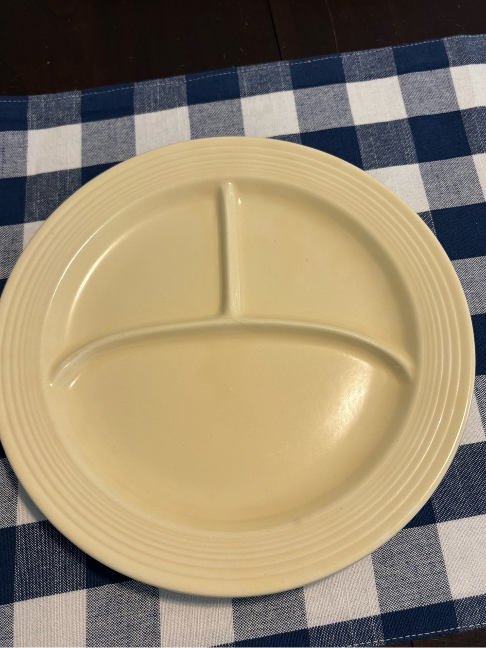 Vintage Fiesta Fiestaware Divided Grill Plate Ivory Compartment 10 1/2"